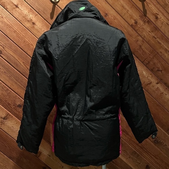 Roffe Men’s Super Charger Ski Jacket Vintage Black Neon Pink Green Small Zip Up - Picture 11 of 13